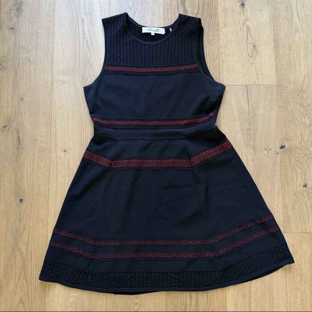 Diane Von Furstenberg Black and Red Mini Dress